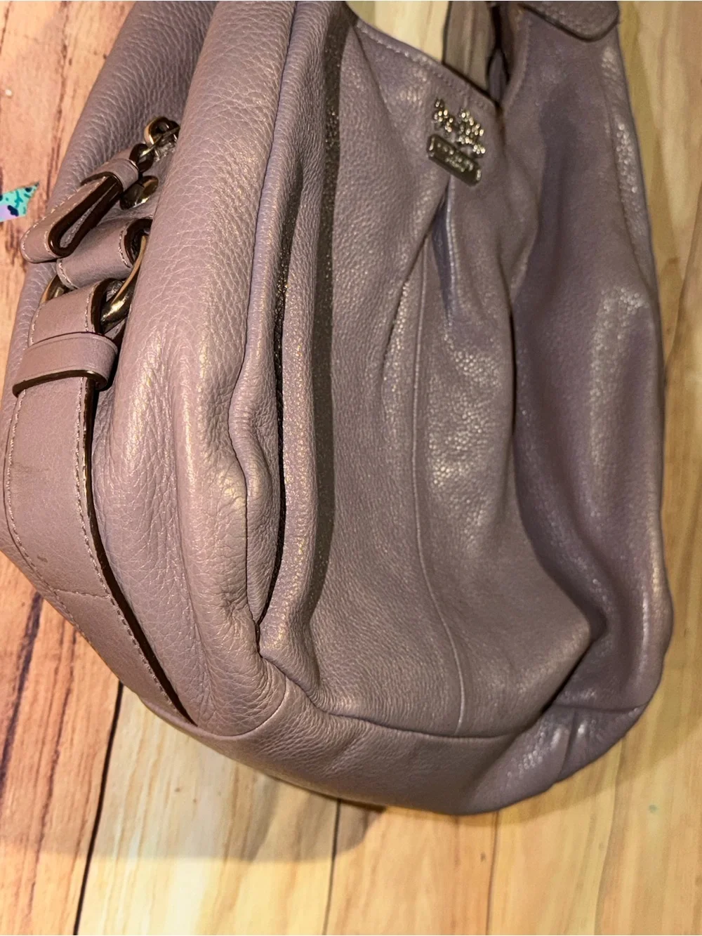 Coach Pebbled Leather Hobo Bag Taupe  Madison Maggie shoulder